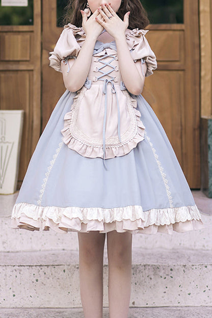 Lolita OP Dress - Round Collar Puff Doll, 2 Colors, Sweet Style, Bow Detail - main product image