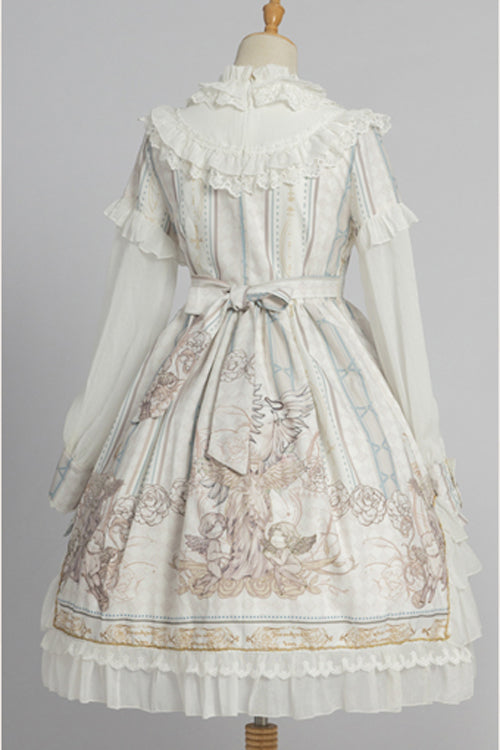 Lolita OP Dress - Round Collar Ruffled Reunion, 2 Colors, Classic Style, Printed - additional product view 7