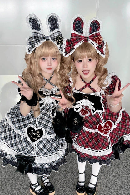 Lolita OP Dress - Shibuya Sweetheart, Red, Plaid, Plus Size, Printed - additional product view 7