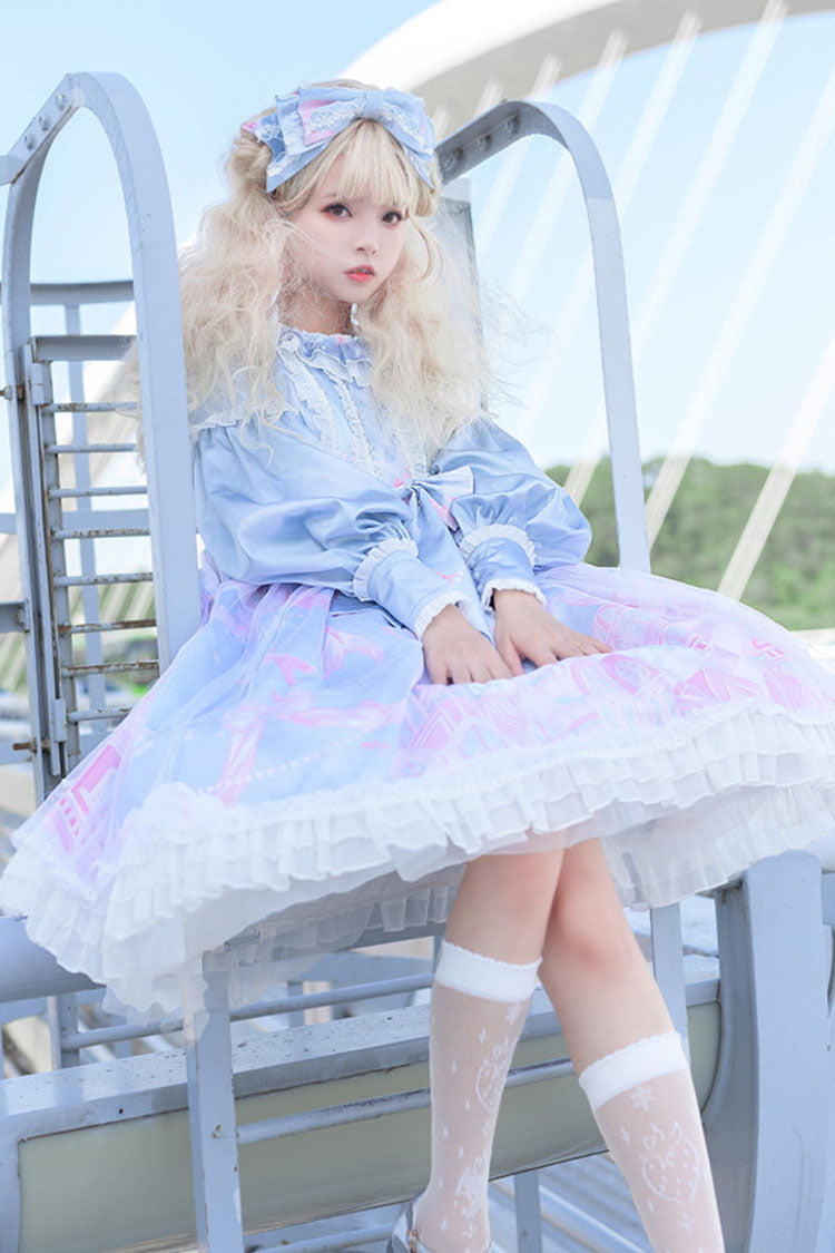 Lolita OP Dress - Sky Blue Dreamy Deep Sea Theater, Blue, Sweet Style, Bow Detail, Printed - additional product view 3