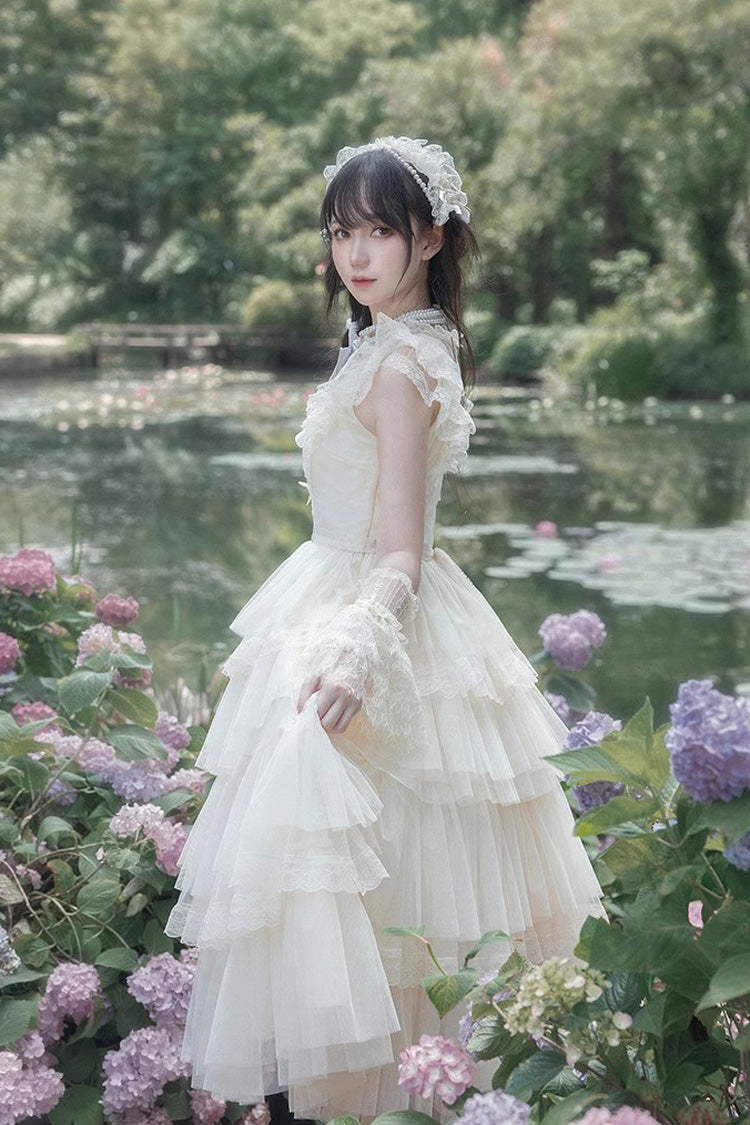 Lolita OP Dress - Tower Multi-layer, Ivory, Ruffled, Embroidered, Sweet Style - additional product view 3