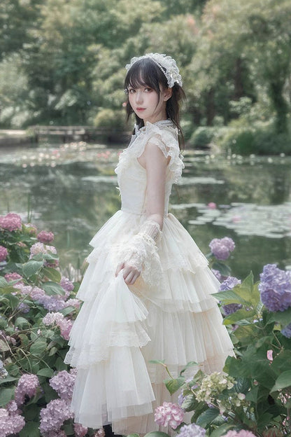 Lolita OP Dress - Tower Multi-layer, Ivory, Ruffled, Embroidered, Sweet Style - additional product view 3