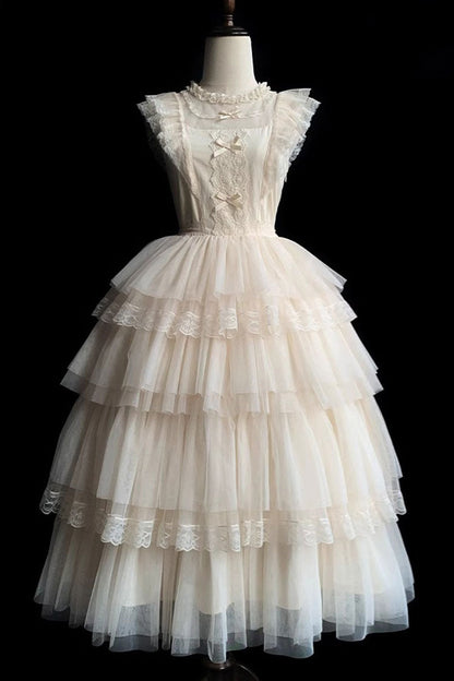 Lolita OP Dress - Tower Multi-layer, Ivory, Ruffled, Embroidered, Sweet Style - additional product view 5