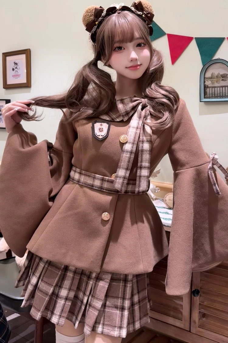 Lolita Outerwear - Chestnut Sea Salt, 2 Colors, Sweet Style, Bow Detail, Ruffled - main product image