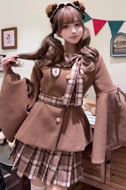 Lolita Outerwear - Chestnut Sea Salt, 2 Colors, Sweet Style, Bow Detail, Ruffled - main product image