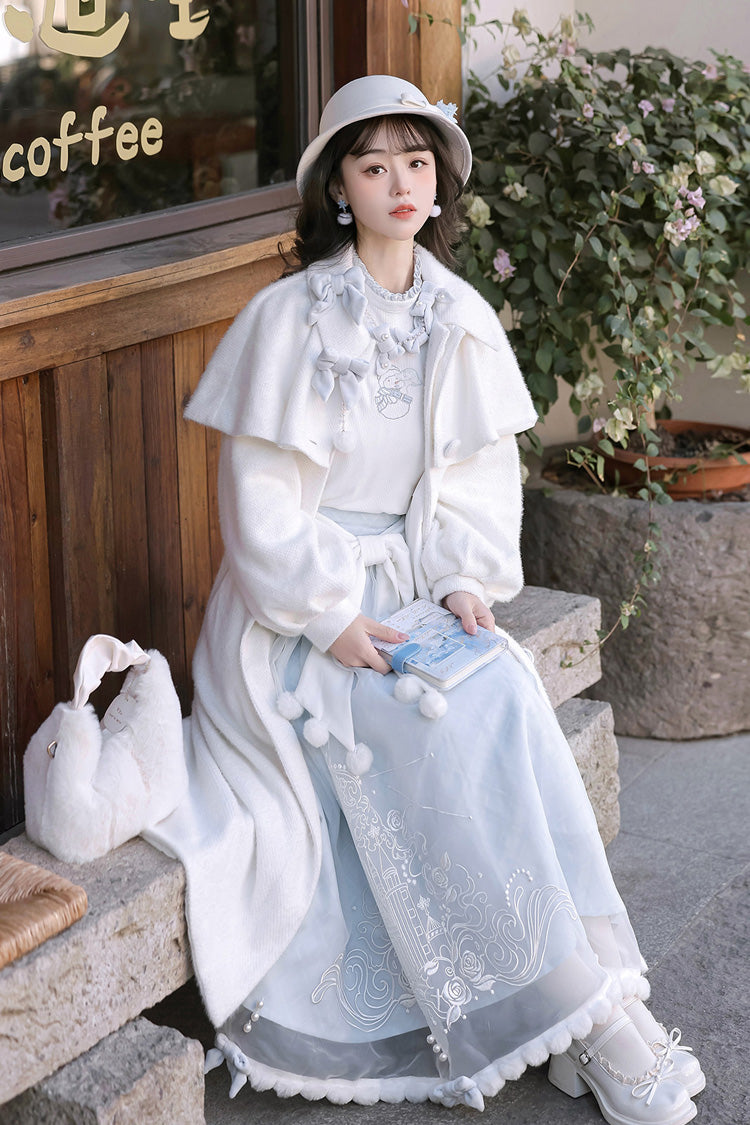 Lolita Outerwear - Sunny Sky Snow Doll, 2 Colors, Bow Detail, Embroidered, Long Sleeves - additional product view 7