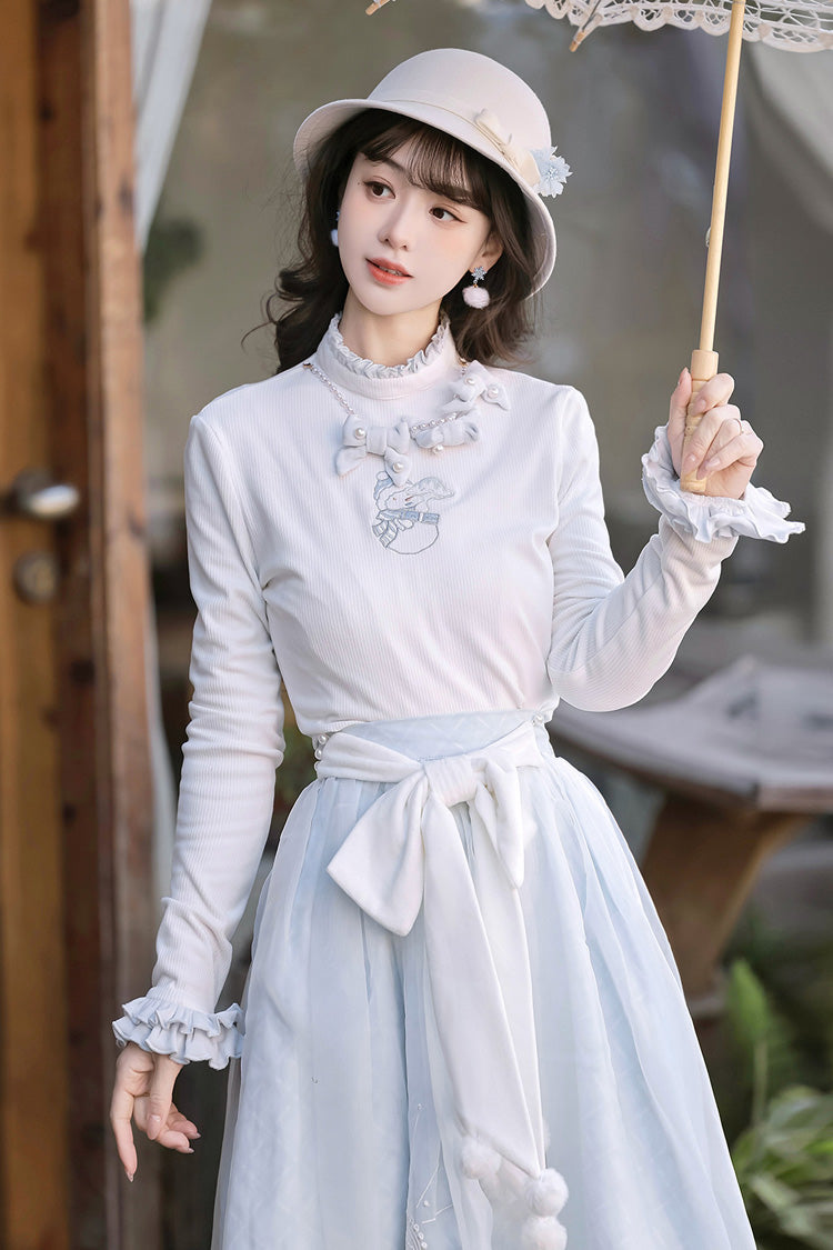 Lolita Outerwear - Sunny Sky Snow Doll, 2 Colors, Bow Detail, Embroidered, Long Sleeves - additional product view 10