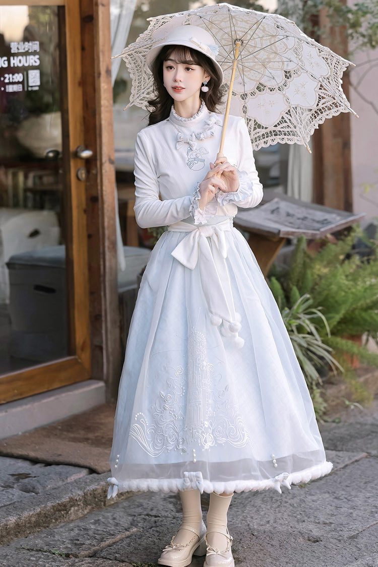 Lolita Outerwear - Sunny Sky Snow Doll, 2 Colors, Bow Detail, Embroidered, Long Sleeves - additional product view 13