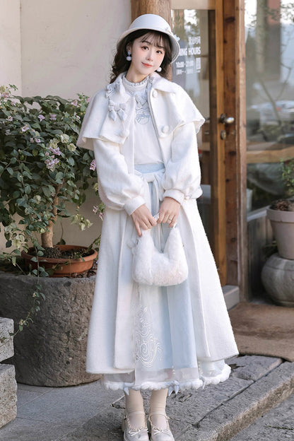 Lolita Outerwear - Sunny Sky Snow Doll, 2 Colors, Bow Detail, Embroidered, Long Sleeves - main product image