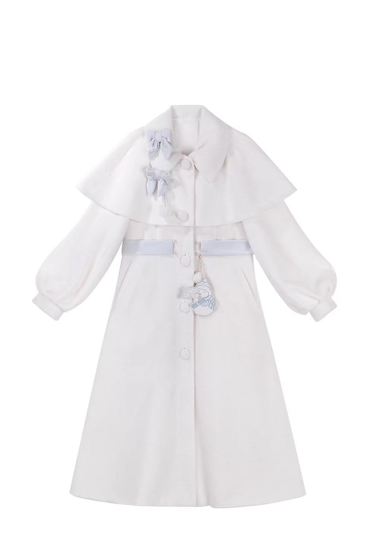 Lolita Outerwear - Sunny Sky Snow Doll, 2 Colors, Bow Detail, Embroidered, Long Sleeves - S Coat / M Coat / L Coat option