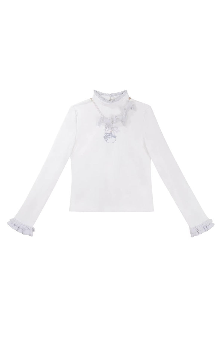 Lolita Outerwear - Sunny Sky Snow Doll, 2 Colors, Bow Detail, Embroidered, Long Sleeves - S Top / M Top / L Top option