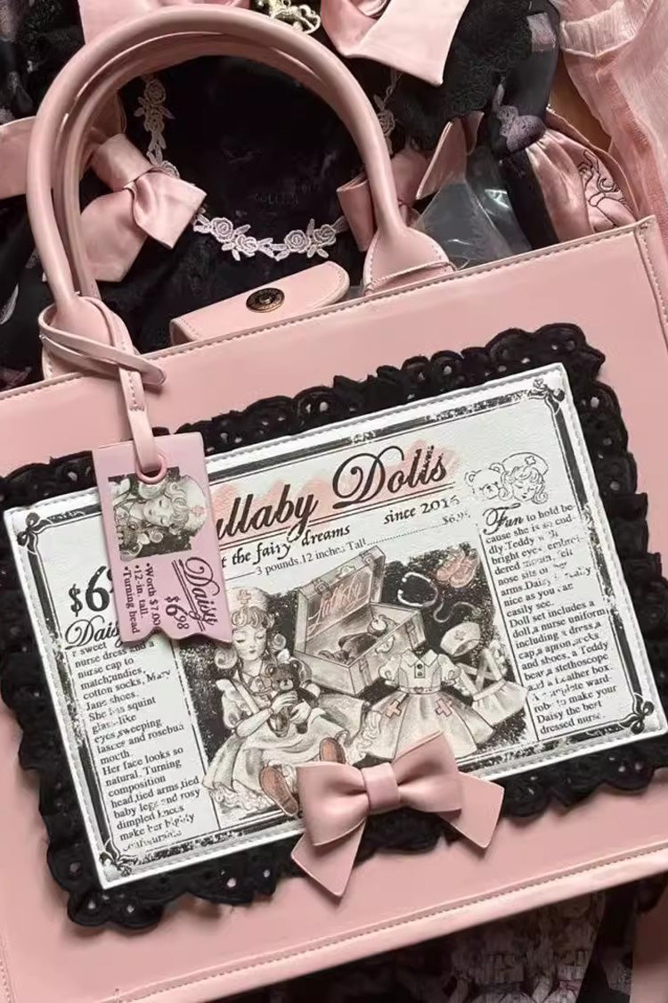 Lolita Shoulder Bag - Antique Doll Wall Print, Pink, Sweet Style, Printed - additional product view 2