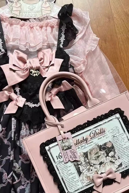 Lolita Shoulder Bag - Antique Doll Wall Print, Pink, Sweet Style, Printed - additional product view 3