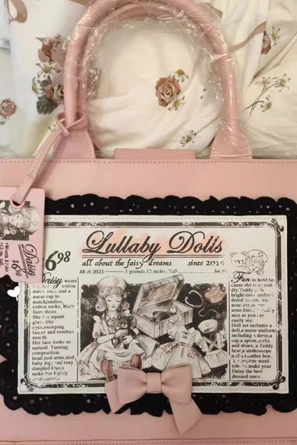 Lolita Shoulder Bag - Antique Doll Wall Print, Pink, Sweet Style, Printed - additional product view 5