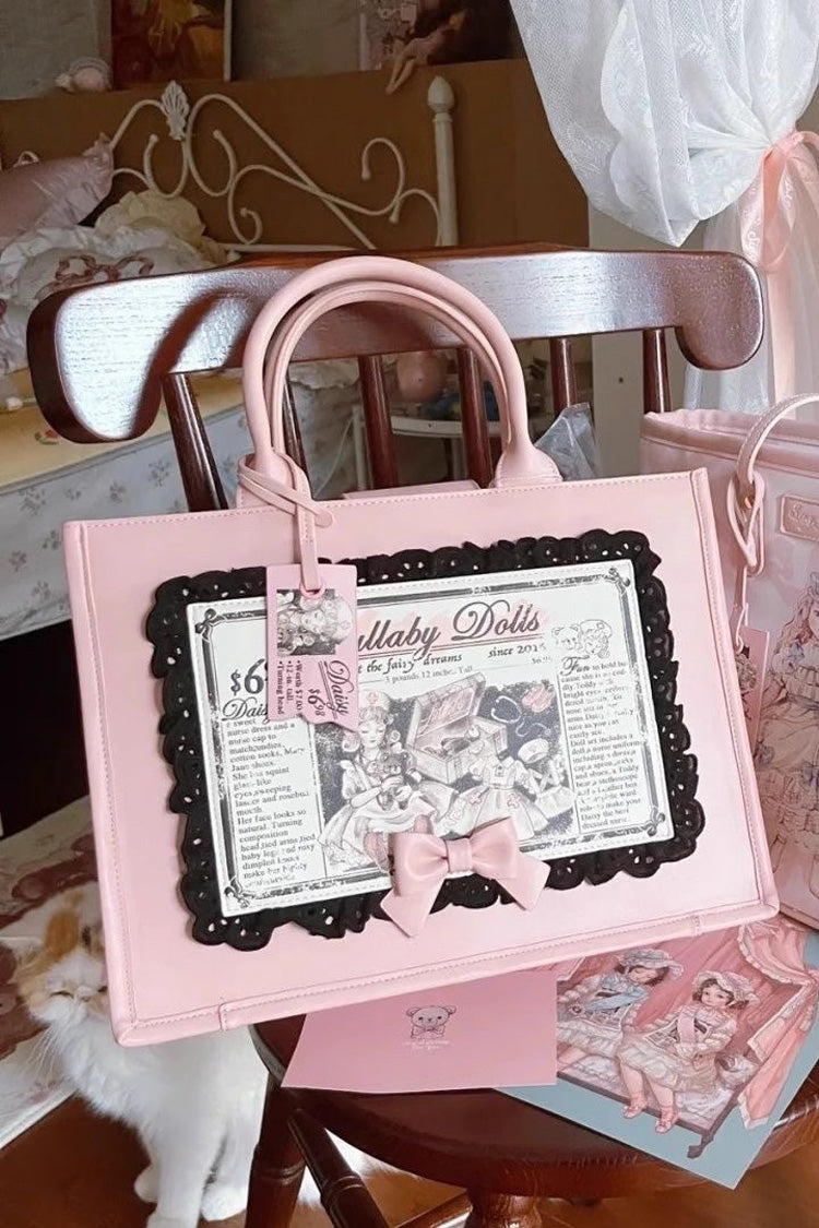 Lolita Shoulder Bag - Antique Doll Wall Print, Pink, Sweet Style, Printed - additional product view 6