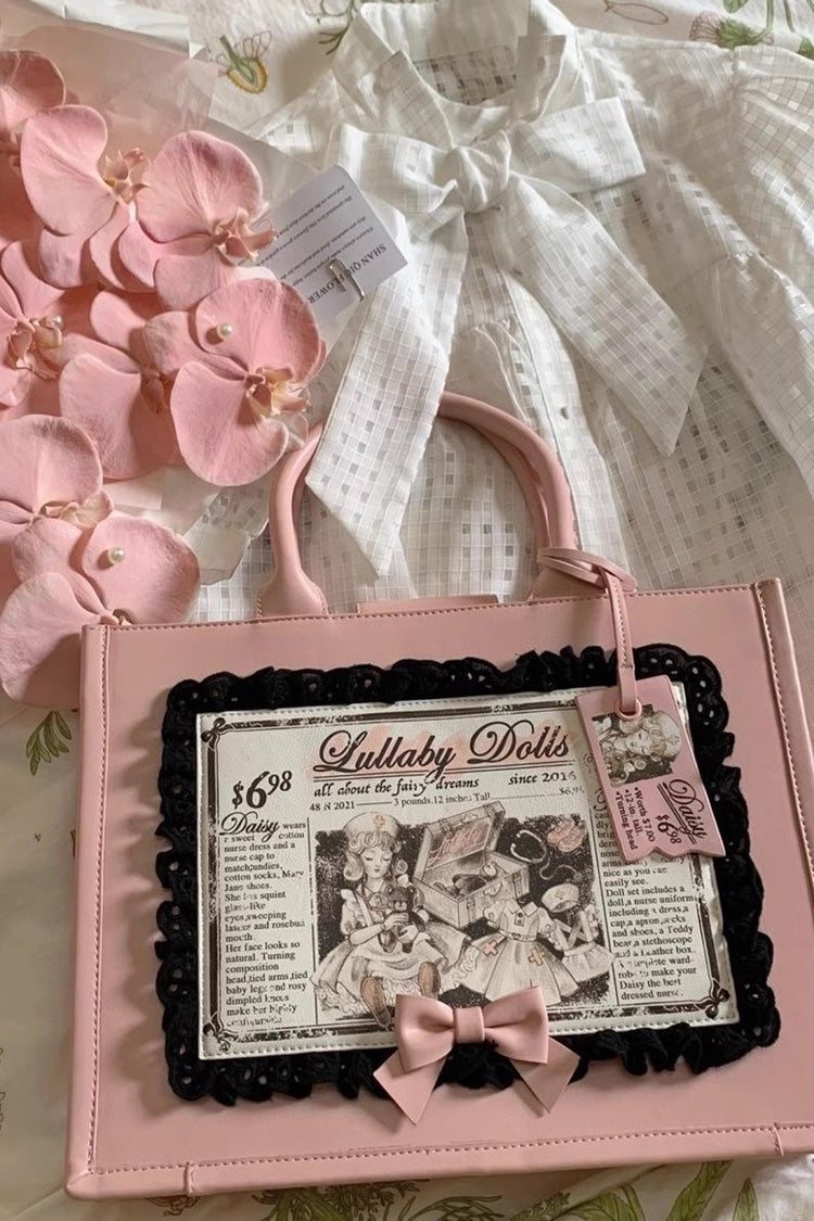 Lolita Shoulder Bag - Antique Doll Wall Print, Pink, Sweet Style, Printed - additional product view 7
