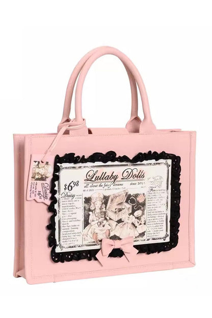 Lolita Shoulder Bag - Antique Doll Wall Print, Pink, Sweet Style, Printed - main product image