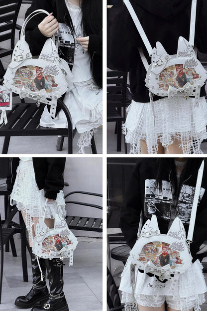 Lolita Shoulder Bag - Cat Ears, 9 Colors, Printed, Gothic Style, Bow Detail - additional product view 8