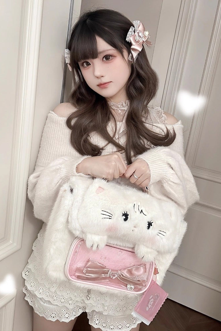 Lolita Shoulder Bag - Cute Bowknot Japanese Bunny, 2 Colors, Bow Detail, Sweet Style - One-Size White option
