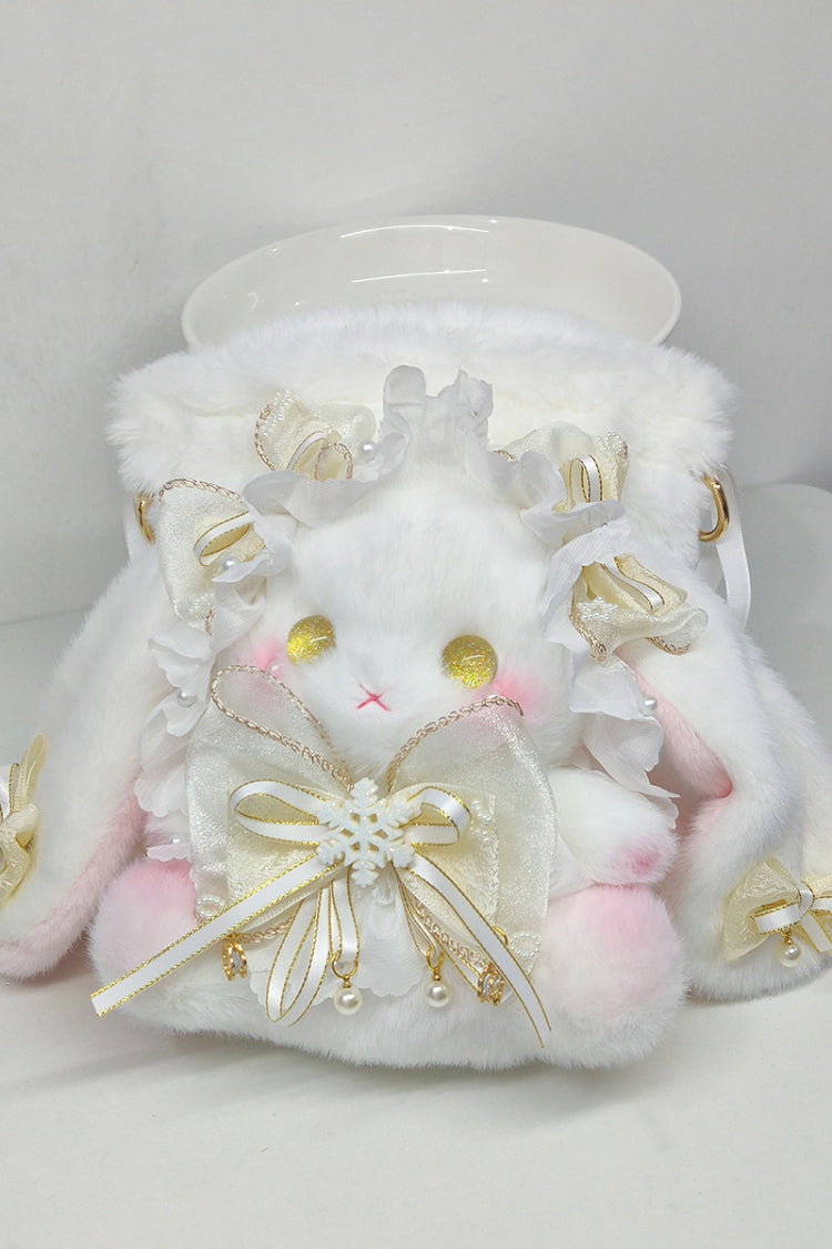 Lolita Shoulder Bag - Drawstring Crossbody, 10 Colors, Sweet Style, Bow Detail - One-Size Champagne option