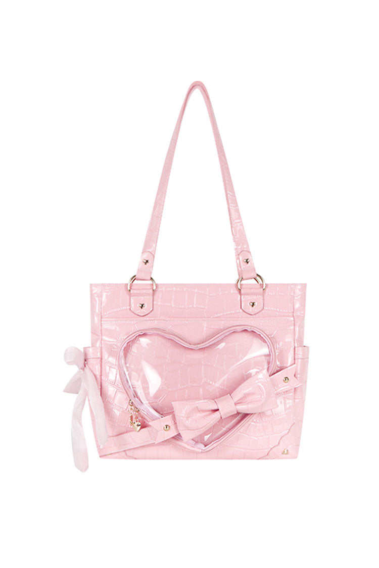 Lolita Shoulder Bag - Floating Amber Transparent Love, 4 Colors, Sweet Style, Bow Detail - One-Size Pink option