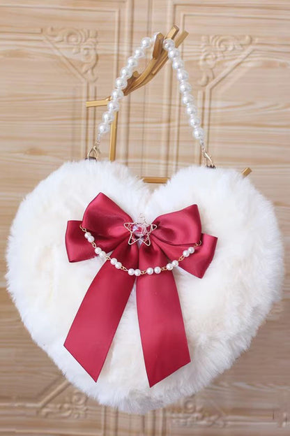Lolita Shoulder Bag - Fluffy Heart Cartoon, 17 Colors, Bow Detail, Sweet Style - main product image