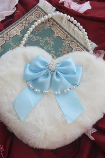 Lolita Shoulder Bag - Fluffy Heart Cartoon, 17 Colors, Bow Detail, Sweet Style - One-Size Light-Blue option