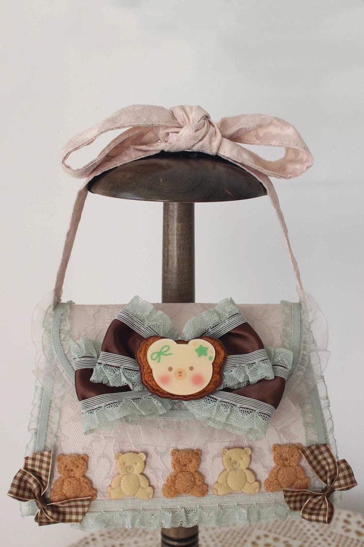 Lolita Shoulder Bag - Mint Chocolate Little Bear, Mint-Chocolate, Sweet Style, Bow Detail - additional product view 2