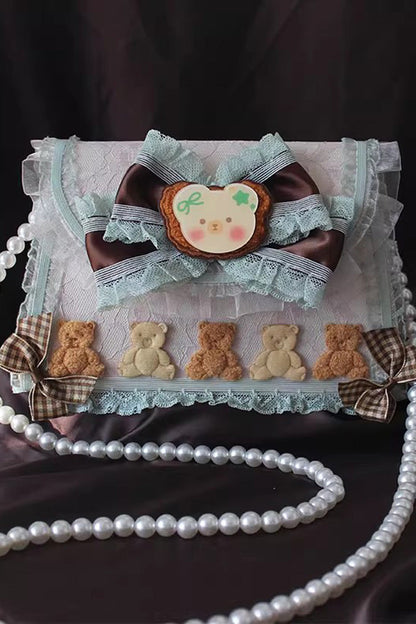 Lolita Shoulder Bag - Mint Chocolate Little Bear, Mint-Chocolate, Sweet Style, Bow Detail - additional product view 4