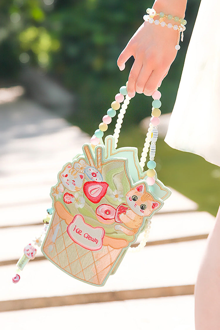 Lolita Shoulder Bag - Multi-color Ice Cream Cat, Multi-Color, Sweet Style, Embroidered - additional product view 2