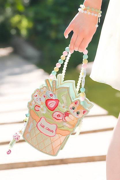 Lolita Shoulder Bag - Multi-color Ice Cream Cat, Multi-Color, Sweet Style, Embroidered - additional product view 2