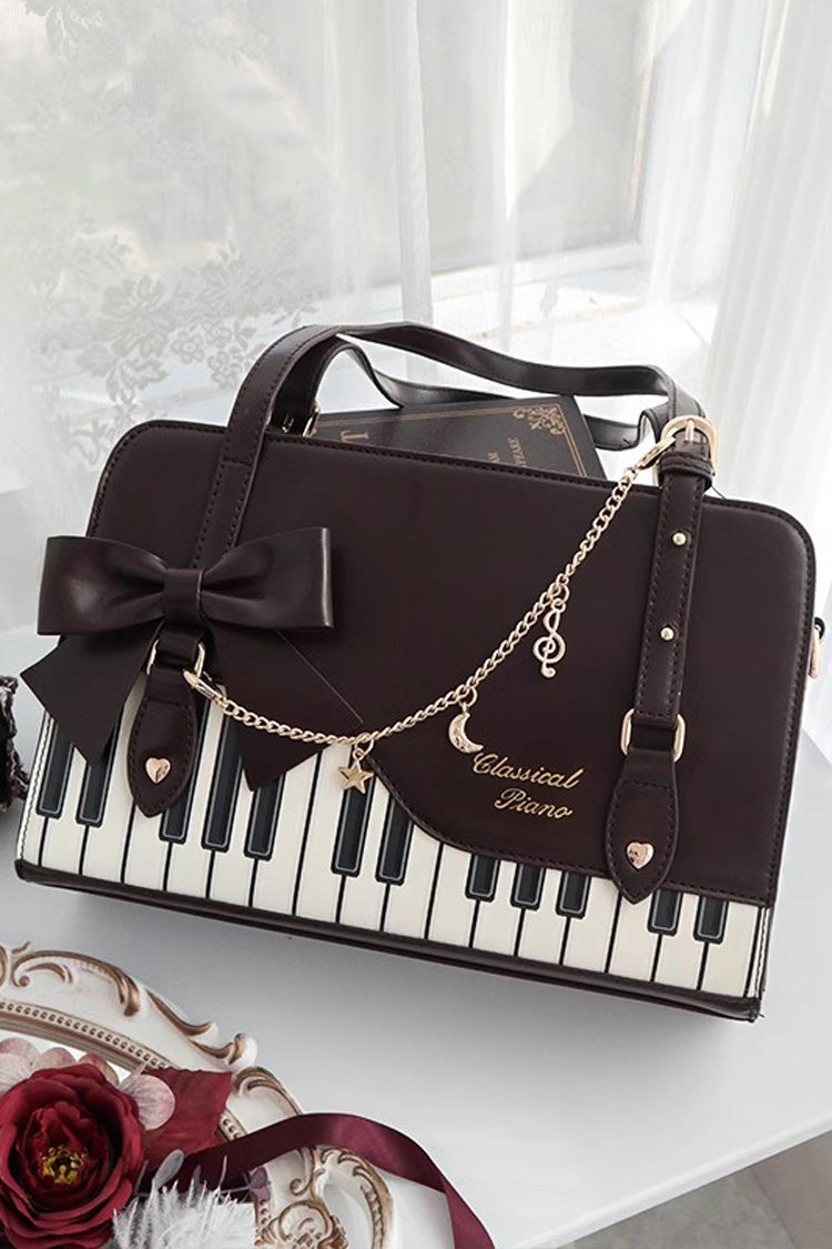 Lolita Shoulder Bag - Piano Waltz, 4 Colors, Sweet Style, Bow Detail - One-Size Brown option