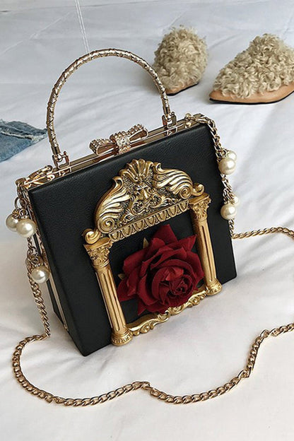 Lolita Shoulder Bag - Rose Pearl Chain, 4 Colors, Gothic Style - One Size Black option