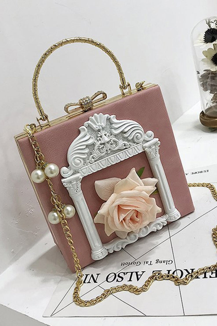 Lolita Shoulder Bag - Rose Pearl Chain, 4 Colors, Gothic Style - One Size Pink option