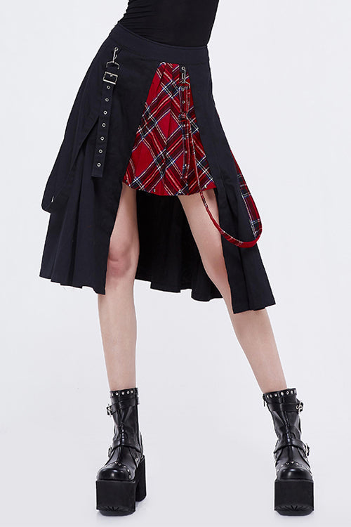 Lolita Skirt - And Red Young Girls Fake 2, 2 Colors, Plaid, Punk Style - main product image