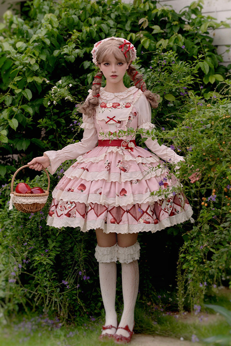 Lolita Skirt - Apple Orchard, Pink, Short Length, Ruffled, Printed - additional product view 2