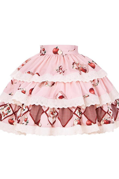 Lolita Skirt - Apple Orchard, Pink, Short Length, Ruffled, Printed - additional product view 3