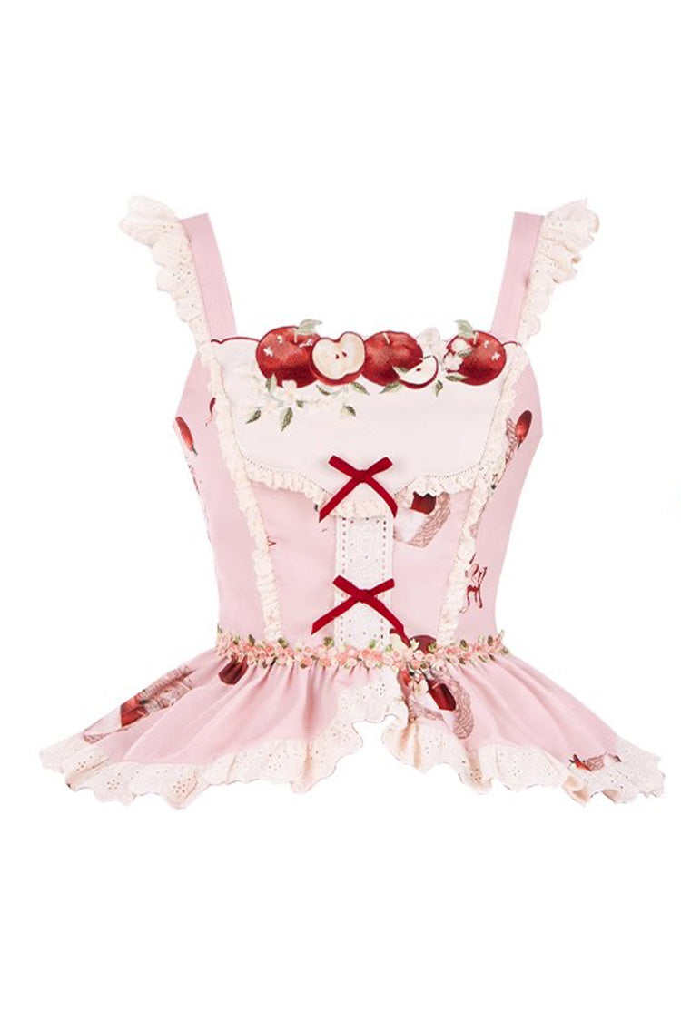 Lolita Skirt - Apple Orchard, Pink, Short Length, Ruffled, Printed - additional product view 5