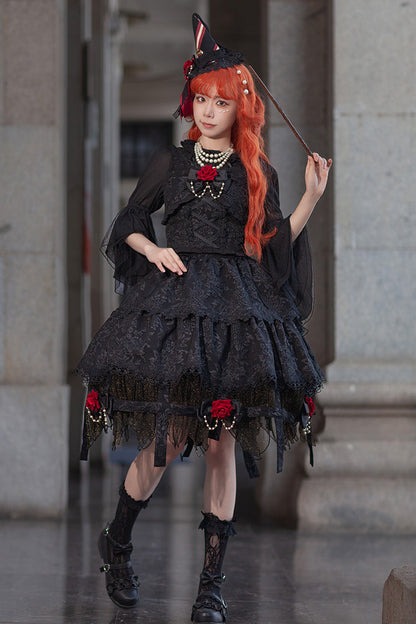 Lolita Skirt - Apprentice Witch, Black, Ruffled, Layered, Gothic Style - additional product view 4