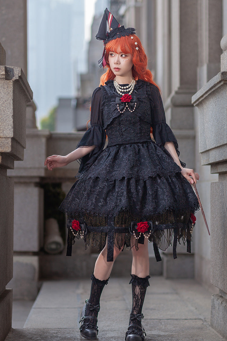 Lolita Skirt - Apprentice Witch, Black, Ruffled, Layered, Gothic Style - additional product view 5