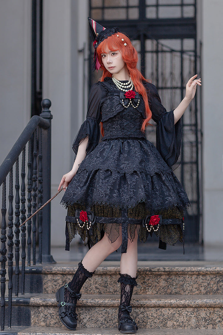 Lolita Skirt - Apprentice Witch, Black, Ruffled, Layered, Gothic Style - additional product view 6