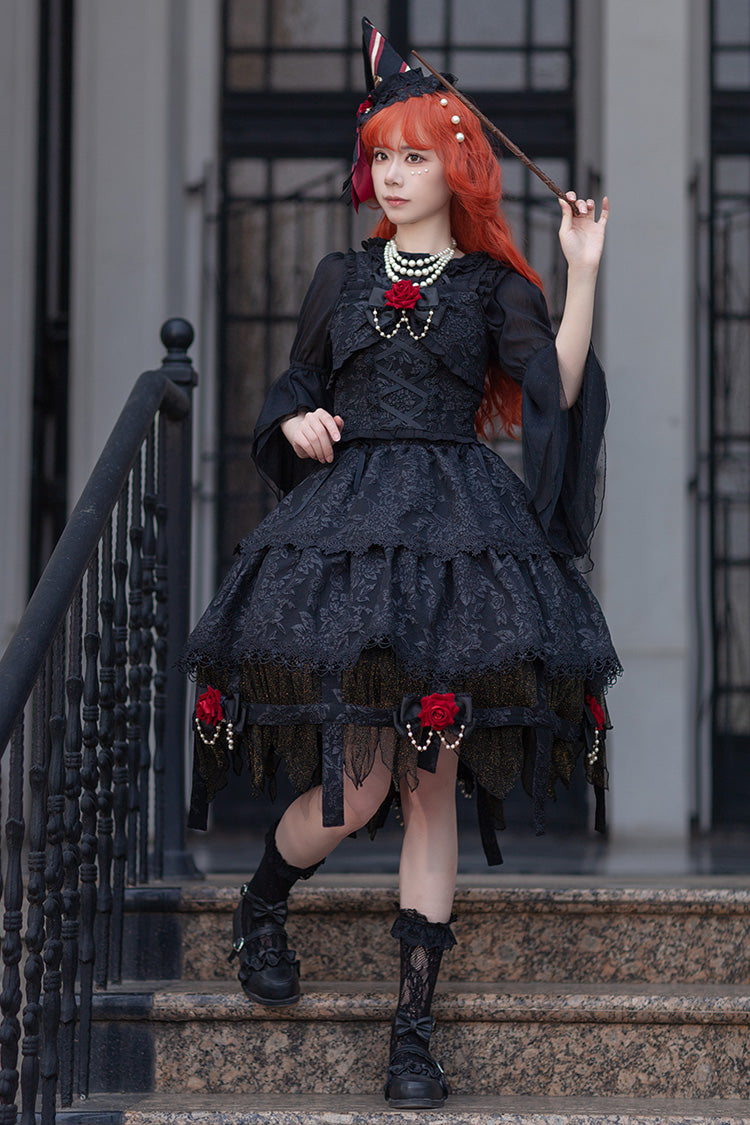 Lolita Skirt - Apprentice Witch, Black, Ruffled, Layered, Gothic Style - additional product view 7