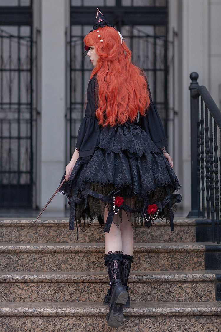 Lolita Skirt - Apprentice Witch, Black, Ruffled, Layered, Gothic Style - additional product view 8