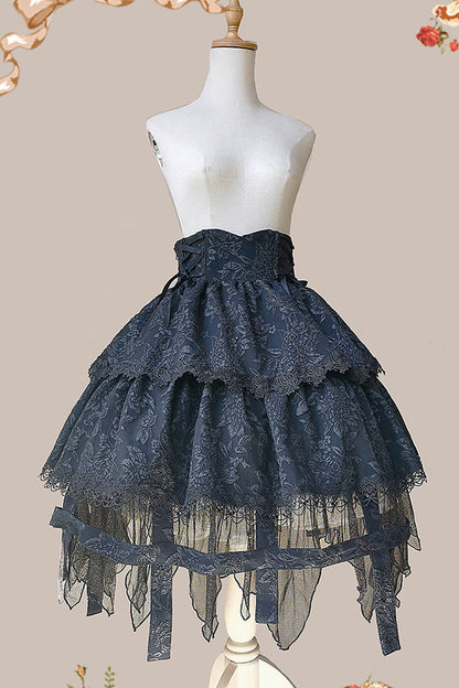 Lolita Skirt - Apprentice Witch, Black, Ruffled, Layered, Gothic Style - additional product view 13