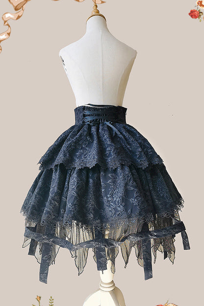 Lolita Skirt - Apprentice Witch, Black, Ruffled, Layered, Gothic Style - additional product view 14