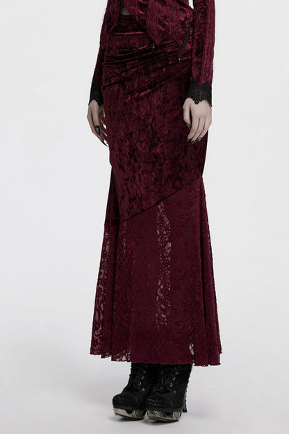 Lolita Skirt - Batwing Hollow, Red, Women's Style, Gothic Style, Lace Trim - additional product view 2