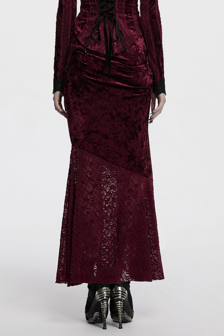 Lolita Skirt - Batwing Hollow, Red, Women's Style, Gothic Style, Lace Trim - additional product view 3