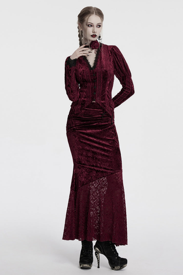 Lolita Skirt - Batwing Hollow, Red, Women's Style, Gothic Style, Lace Trim - additional product view 4