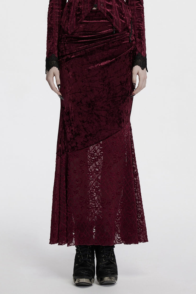 Lolita Skirt - Batwing Hollow, Red, Women's Style, Gothic Style, Lace Trim - main product image