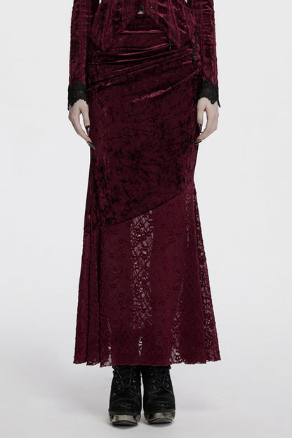 Lolita Skirt - Batwing Hollow, Red, Women's Style, Gothic Style, Lace Trim - main product image